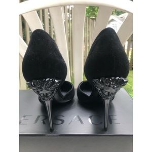 Versace suede Medusa head heels